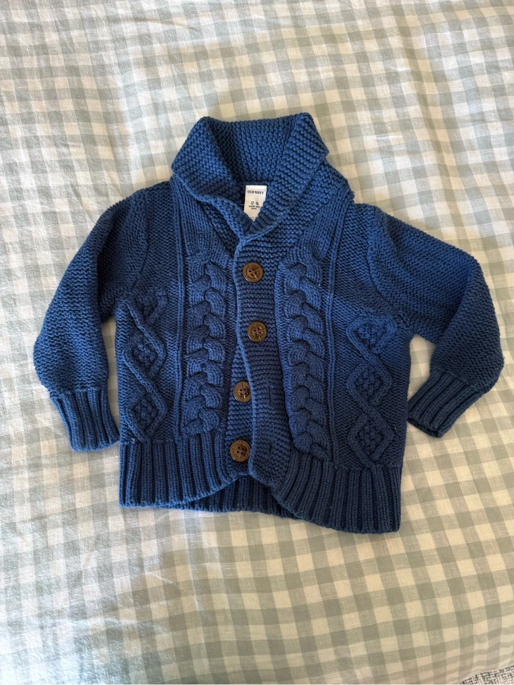 Old Navy Deep Blue Shawl Collar Cable Knit Cardigan
